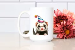 Funny Ferret Dove with Party Hat | Clipart Product Image 2