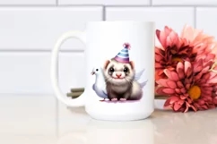 Funny Ferret Dove with Party Hat | Clipart Product Image 2