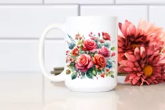 Colorfull Red Roses Watercolor | Sublimation | Clipart Product Image 2