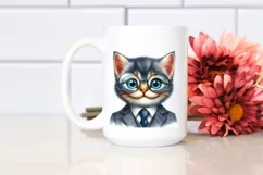 Whimsical Watercolor Kitten Portrait Suit es Clipart Product Image 2