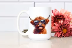 Excited Highland Cow with Sunglasses | Sublimation | Clipart Product Image 2