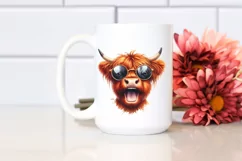 Excited Highland Cow with Sunglasses | Sublimation | Clipart Product Image 2