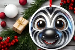 Christmas Zebra Round Ornament Sublimation PNG Product Image 2