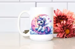 Baby Unicorn Nurse Moon Sublimation Clipart Product Image 2