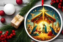 Round Christmas Ornament Sublimation|Clipart Product Image 1