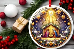 Round Christmas Ornament Sublimation|Clipart Product Image 1