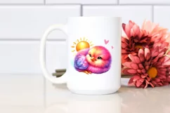 Cute Baby Chicken Resting Sun | Sublimation Clipart Product Image 2
