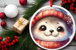 Cute Vintage Christmas Seal Digital PNG Product Image 2