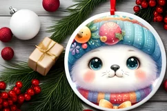 Cute Vintage Christmas Seal Digital PNG Product Image 2