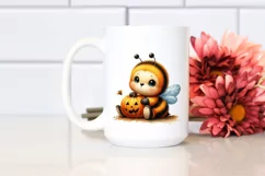 Cute Baby Bee Holding Pumpkin, High-Res PNG Product Image 2