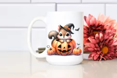 Cute Baby Squirrel Popping out of Pumpkin, Transparent PNG Product Image 2