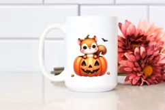 Cute Baby Squirrel Popping out of Pumpkin, Transparent PNG Product Image 2