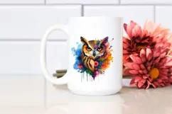 Abstract Vibrant Watercolor Owl, Transparent PNG Product Image 2