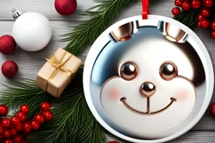 Shiny Christmas Rabbit Ornament Sublimation PNG Product Image 2