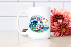 Colorful Funny Rabbit Surfing for Summer Clipart Product Image 2