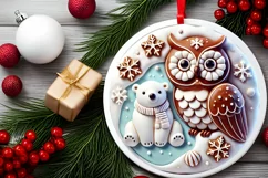 Round Christmas Ornament Sublimation|Clipart Product Image 1