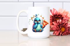 Bored Peacock Holding Pizza Slice | Clipart Product Image 2