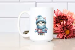 Winter Cat Watercolor PNG Product Image 2