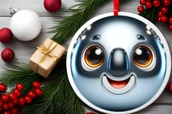 Christmas Koala Round Ornament Sublimation PNG Product Image 2