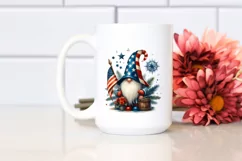 Vintage Gnome USA Flag Colors Centered Watercolor | Product Image 2