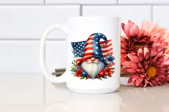 Vintage Gnome USA Flag Colors Centered Watercolor | Product Image 2