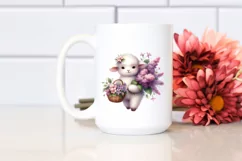 Whimsical Baby Lamb with Lilac Bouquet | Sublimation | Product Image 2