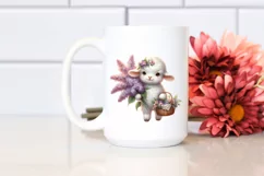 Whimsical Baby Lamb with Lilac Bouquet | Sublimation | Product Image 2