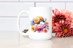 Colorful Cute Baby Snail Sleeping in Flower Clipart Product Image 2