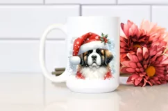 Cute Saint Bernard with Santa Hat, Transparent PNG Product Image 2
