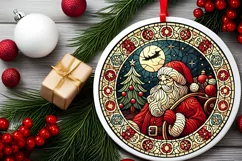 Round Christmas Ornament Sublimation|Clipart Product Image 1
