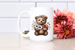 Cute Baby Bear with Anemone Bouquet | Sublimation | Clipart Product Image 2