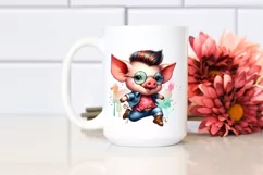 Expressive Baby Pig Watercolor PNG Product Image 2