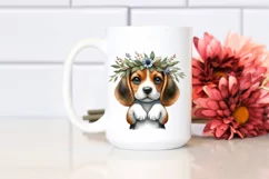 Watercolor Beagle Big Eyes Wreath Vintage Clipart Product Image 2