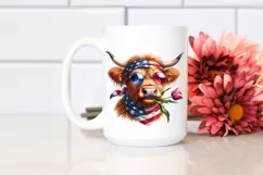 Highland Cow Portrait Wearing Bow | Clipart Product Image 2