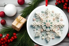 Snow Flake Christmas Round Cute Ornament Sublimation Product Image 1
