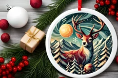 Round Christmas Ornament Sublimation|Clipart Product Image 1