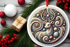 Round Christmas Ornament Sublimation|Clipart Product Image 1