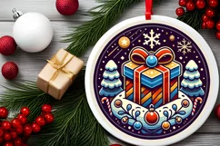 Round Christmas Ornament Sublimation|Clipart Product Image 1