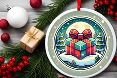 Round Christmas Ornament Sublimation|Clipart Product Image 1