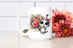 Cat Big Eyes Party Hat Flowers | Clipart Product Image 2