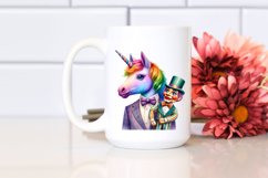 Baby Unicorn with Ventriloquist Dummy, Watercolor PNG Product Image 2