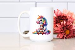Baby Unicorn with Ventriloquist Dummy, Watercolor PNG Product Image 2