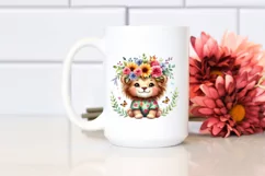 Cute Baby Lion Whimsical Flowers | Sublimation Clipart Product Image 2