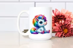 Goofy Baby Unicorn Sitting PNG Product Image 2