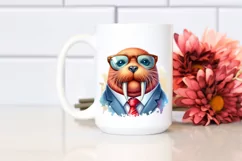 Funny Walrus Smiling Suit | Watercolor Clipart Product Image 2