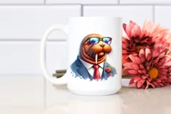 Funny Walrus Smiling Suit | Watercolor Clipart Product Image 2