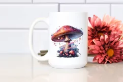 Glossy Magical Mushroom Watercolor Splash PNG Product Image 2