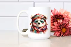 Funny Bear Smiling Scarf | Watercolor Clipart Product Image 2