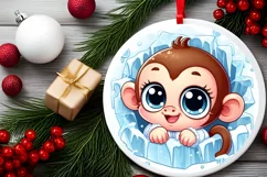 Round Christmas Ornament Sublimation|Clipart Product Image 2