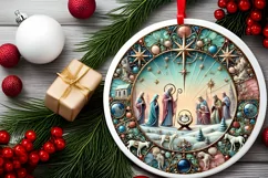 Round Christmas Ornament Sublimation|Clipart Product Image 1
